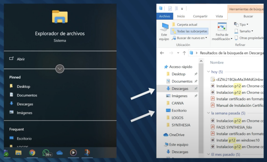 Exportar el certificado digital desde Windows paso 1