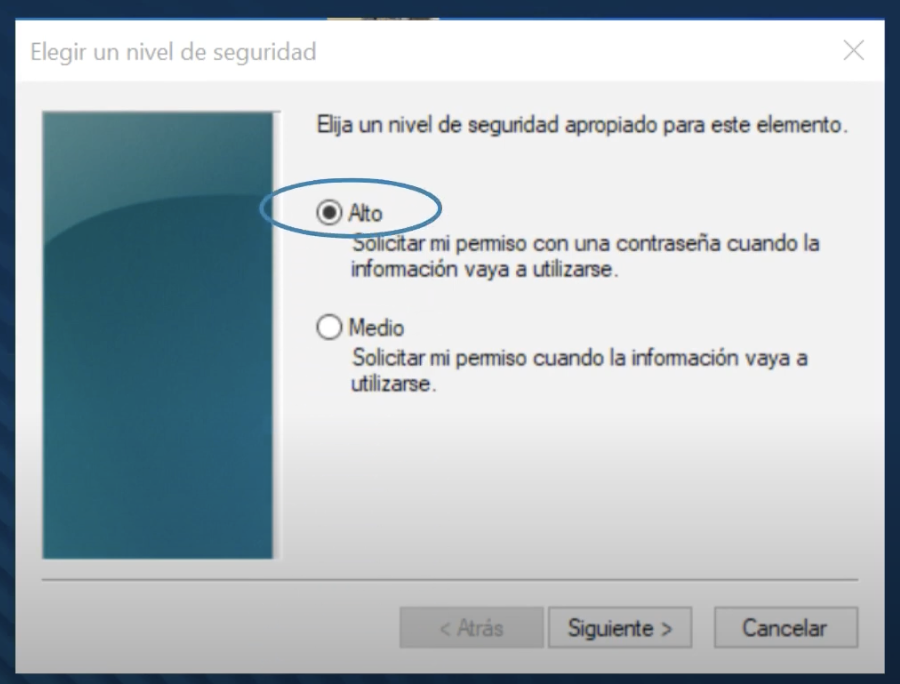 Exportar el certificado digital desde Windows paso 10