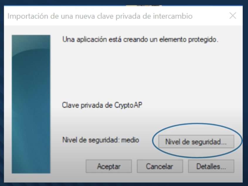 Exportar el certificado digital desde Windows paso 9